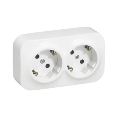 Legrand 3414971703957 ДВОЕН КОНТАКТ ШУКО 16А С ДЕТСКА ЗАЩИТА ЗА ОТКРИТ МОНТАЖ FORIX БЯЛ