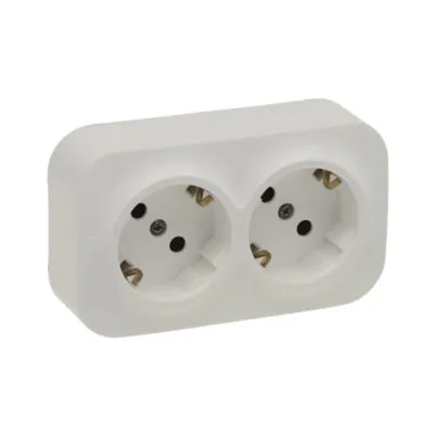 Legrand 3414971703988 ДВОЕН КОНТАКТ ШУКО С ДЕТСКА ЗАЩИТА ЗА ОТКРИТ МОНТАЖ FORIX КРЕМ