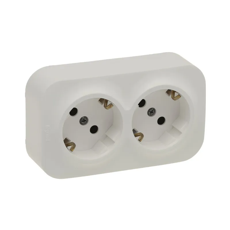 Legrand 3414971703988 ДВОЕН КОНТАКТ ШУКО С ДЕТСКА ЗАЩИТА ЗА ОТКРИТ МОНТАЖ FORIX КРЕМ