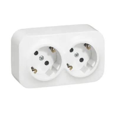 Legrand 3245067824238 ДВОЕН КОНТАКТ ШУКО 16А С ДЕТСКА ЗАЩИТА ЗА ОТКРИТ МОНТАЖ FORIX БЯЛ