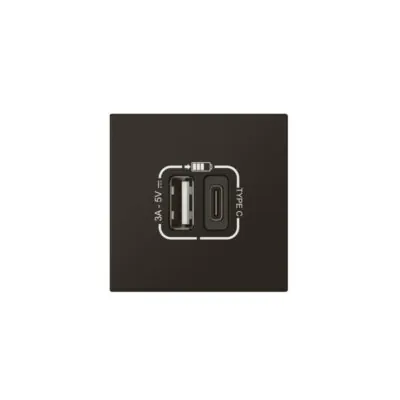 Legrand 3414971579415 ДВУМОДУЛЕН ВГРАДЕН 2хUSB A+C MOSAIC ЧЕРЕН