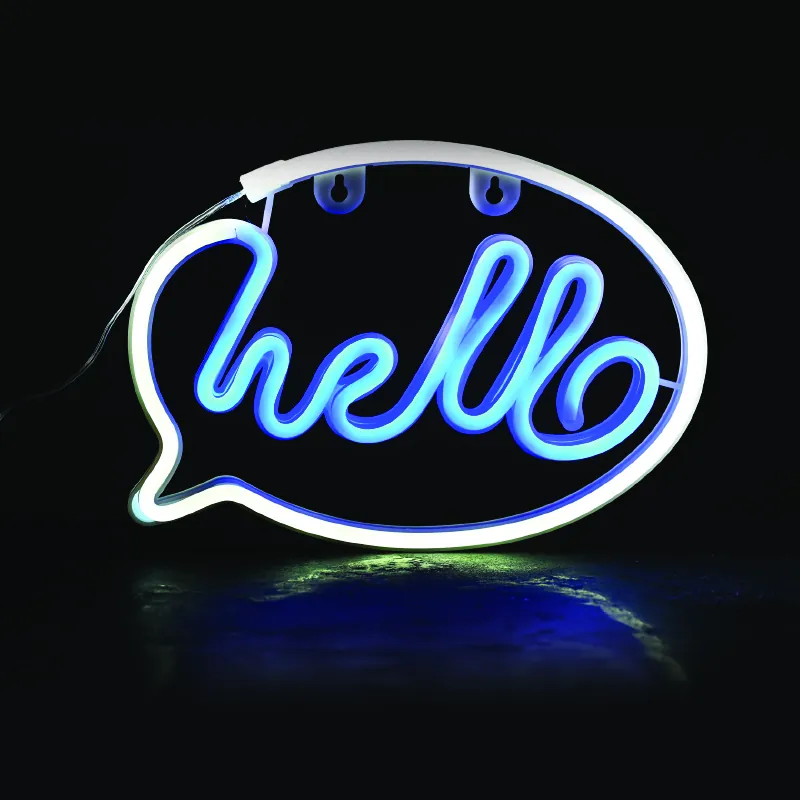 ACA Lighting F0422026330 HELLO – 220 неонови LED бат. (3×AA) USB бяло синьо IP20 25.5×2×18.5см