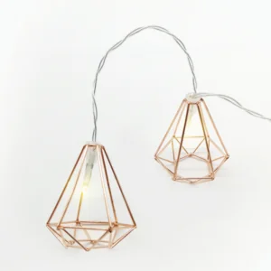 ACA Lighting FMCDIAM10WW2AT Метален диамант – 10 LED батерии 3×AA таймер (6 ON   18 OFF) топла светлина меден метал IP20 135 + 30см прозрачен кабел