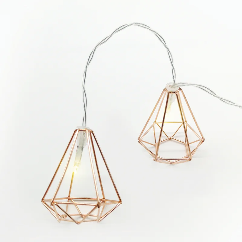 ACA Lighting FMCDIAM10WW2AT Метален диамант – 10 LED батерии 3×AA таймер (6 ON   18 OFF) топла светлина меден метал IP20 135 + 30см прозрачен кабел