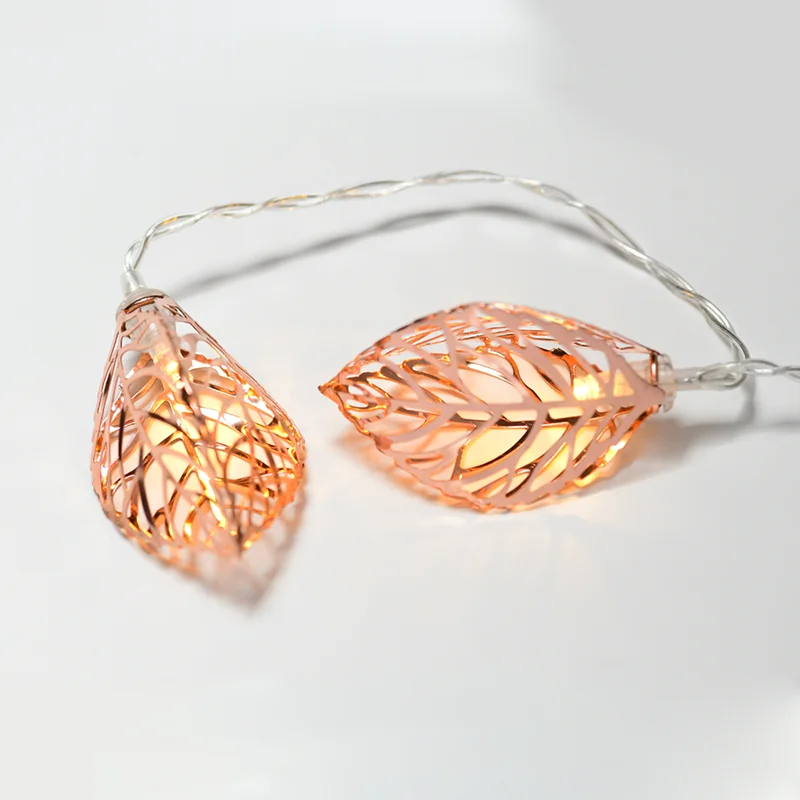 ACA Lighting X061011252 Метални листа – 10 LED батерии 3×AA топла светлина меден метал IP20 135 + 30см прозрачен кабел