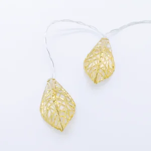 ACA Lighting FMGLEAF10WW2AT Метални листа – 10 LED батерии 3×AA таймер (6 ON   18 OFF) топла светлина златен метал IP20 135 + 30см прозрачен кабел