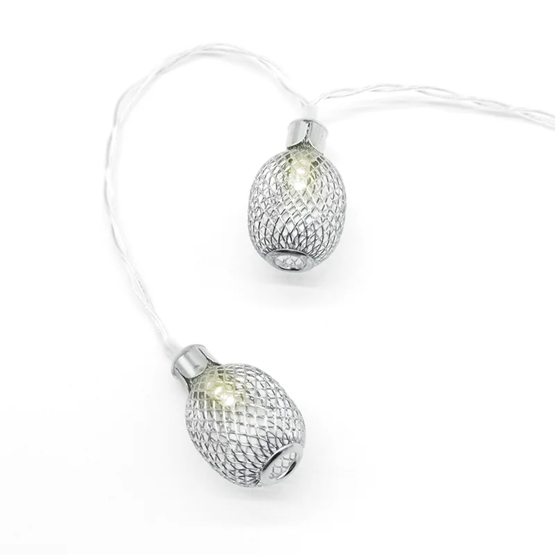 ACA Lighting FMSPEAR10WW2A Метален ананас – 10 LED батерии 3×AA топла светлина сребърен метал IP20 135 + 30см прозрачен кабел