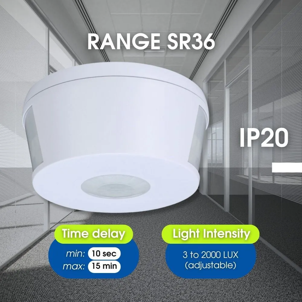 VivaluxVIV005077Инфрачервен сензор за коридор RANGE SR36 бял IP20