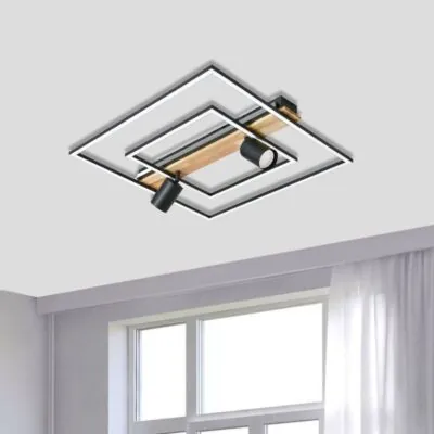 Vivalux VIV005165 LED плафон CAMPO LED 36W черно/бяло+дърво CCT-switch 3000-4000-6400K