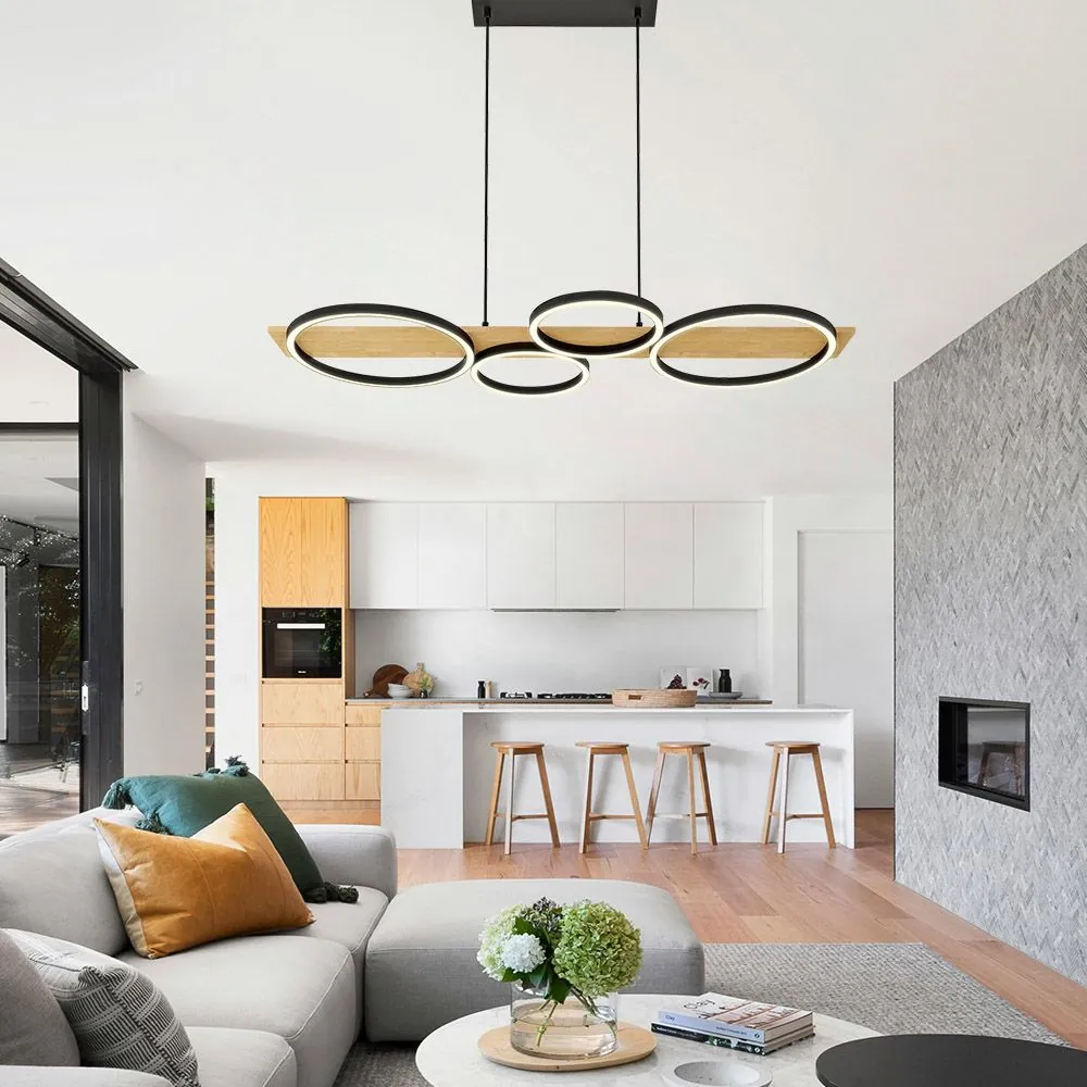 VivaluxVIV005160LED полилей MATTEO-P LED 38W черно+дърво CCT 3000-4000-6400K