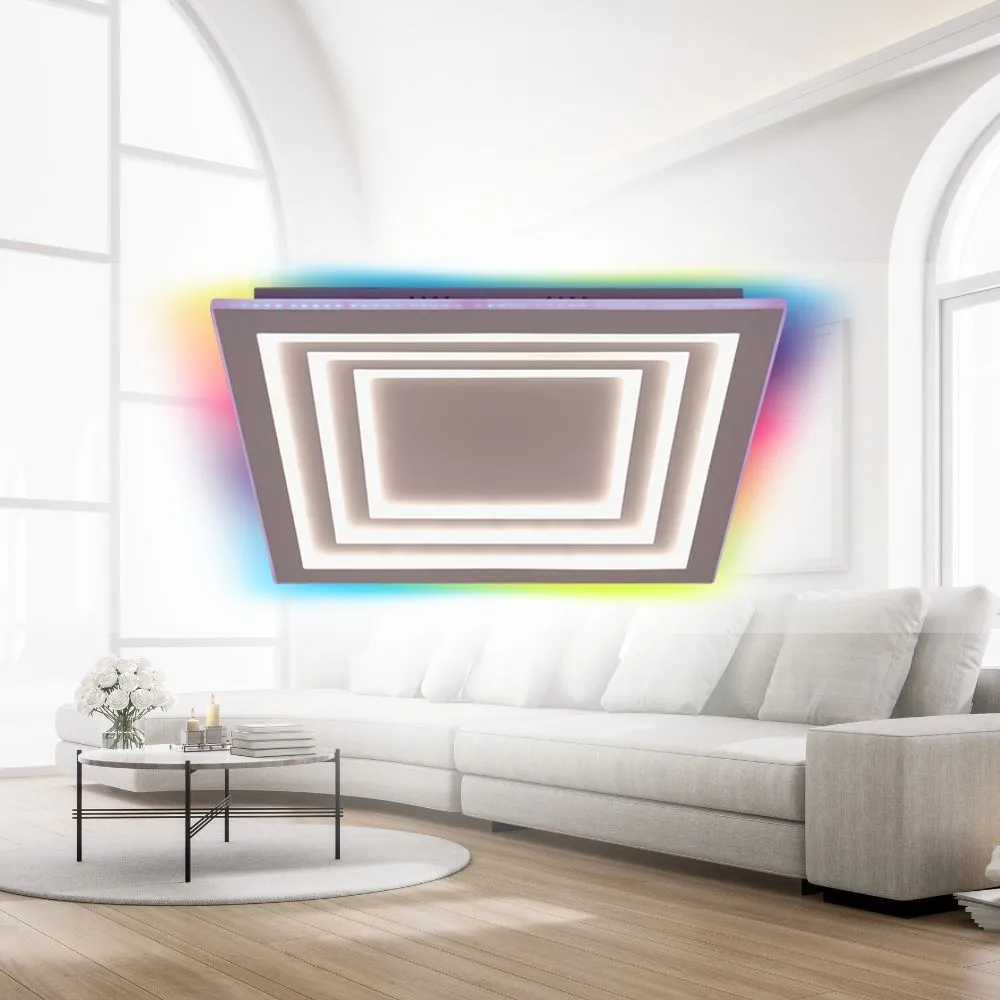 VivaluxVIV005171Мултифункционална LED плафониера с дистанционно DAKOTA 102W RGB+CCT 3000-6000K