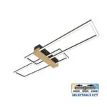 VivaluxVIV005164LED плафон LUCAS LED 30W черно+дърво CCT 3000-4000-6400K