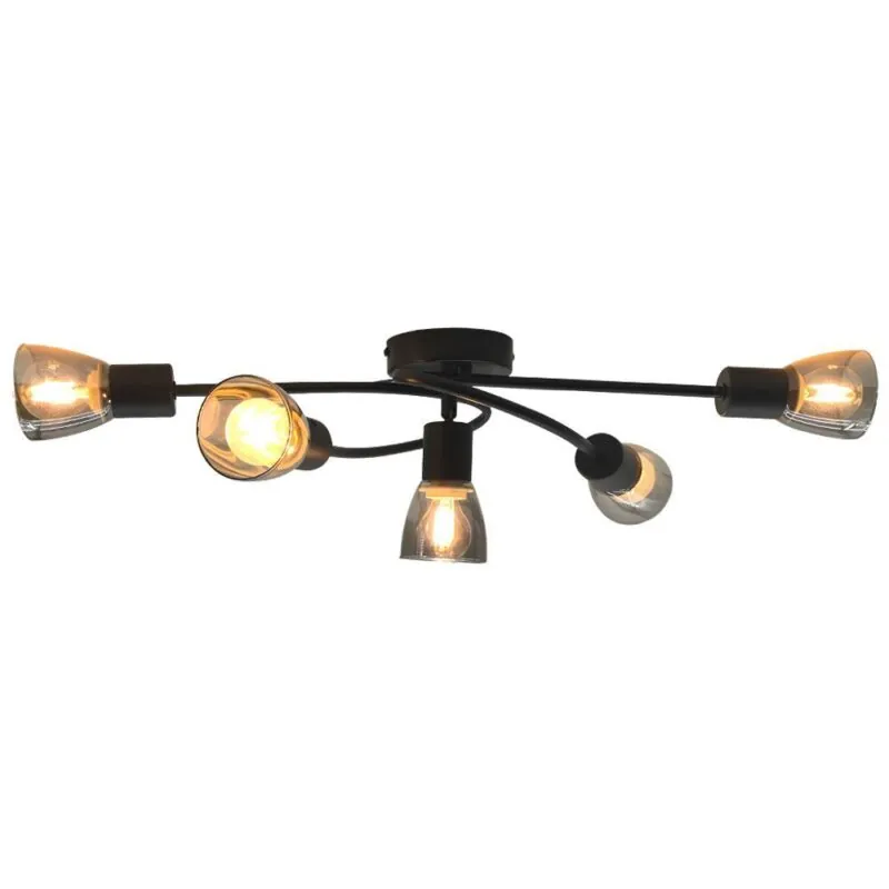 VivaluxVIV005052Плафон DANTE CL790 5xE14 опушени стъкла черен