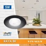 Vivalux VIV005138 Кръгла LED луна за вграждане RAYA LED 5W черна CCT-switch 3000K-4000K-6400K