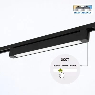 Vivalux VIV005208 Линейно LED тяло за релсов монтаж DRAX LED 30W черен CCT-switch 3000K-4000K-6400K