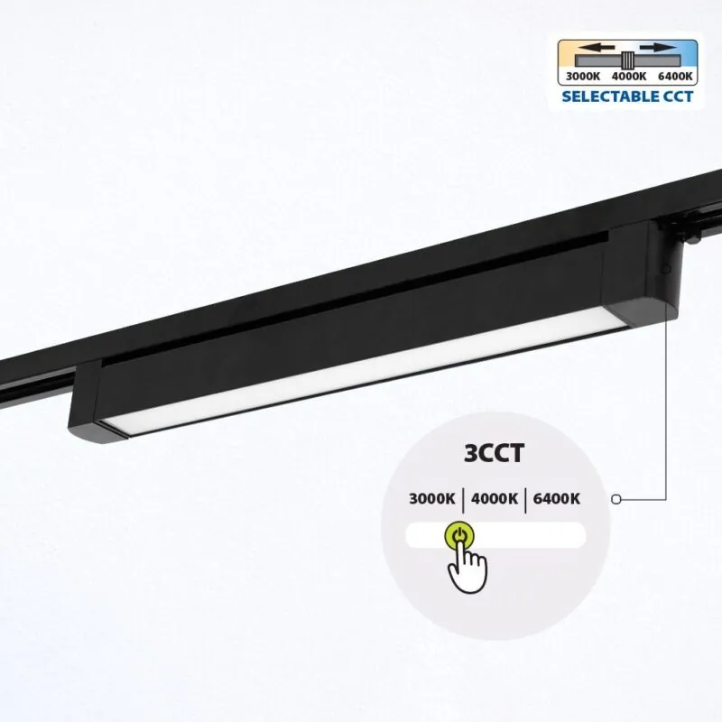 Vivalux VIV005208 Линейно LED тяло за релсов монтаж DRAX LED 30W черен CCT-switch 3000K-4000K-6400K