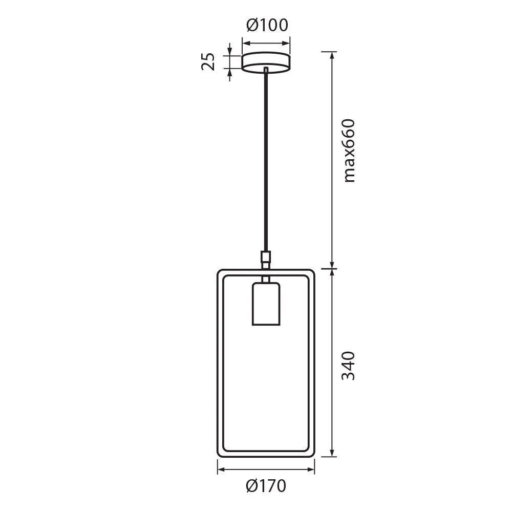 VivaluxVIV005105Полилей ELIO SSP605 1xE27 правоъгълен черен