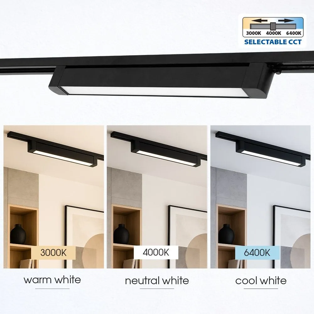 VivaluxVIV005208Линейно LED тяло за релсов монтаж DRAX LED 30W черен CCT-switch 3000K-4000K-6400K