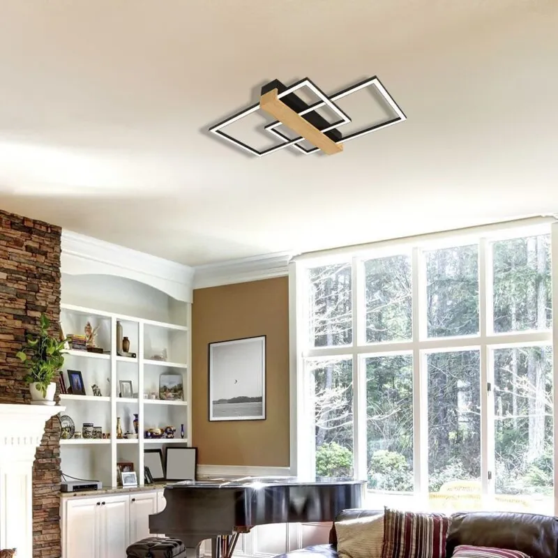 VivaluxVIV005163LED плафон LUCAS LED 36W черно+дърво CCT 3000-4000-6400K