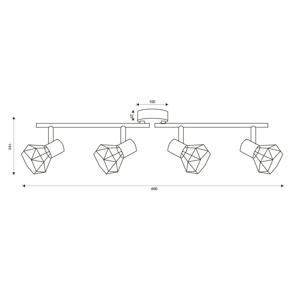 VivaluxVIV005025Линеен спот ANEKE SP776 подвижни рамена 4xE14 черен