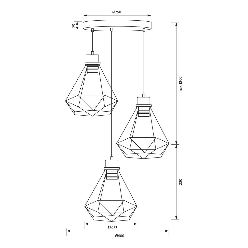 VivaluxVIV005012Полилей ALMA SSP763 3хЕ27 декоративна решетка черен