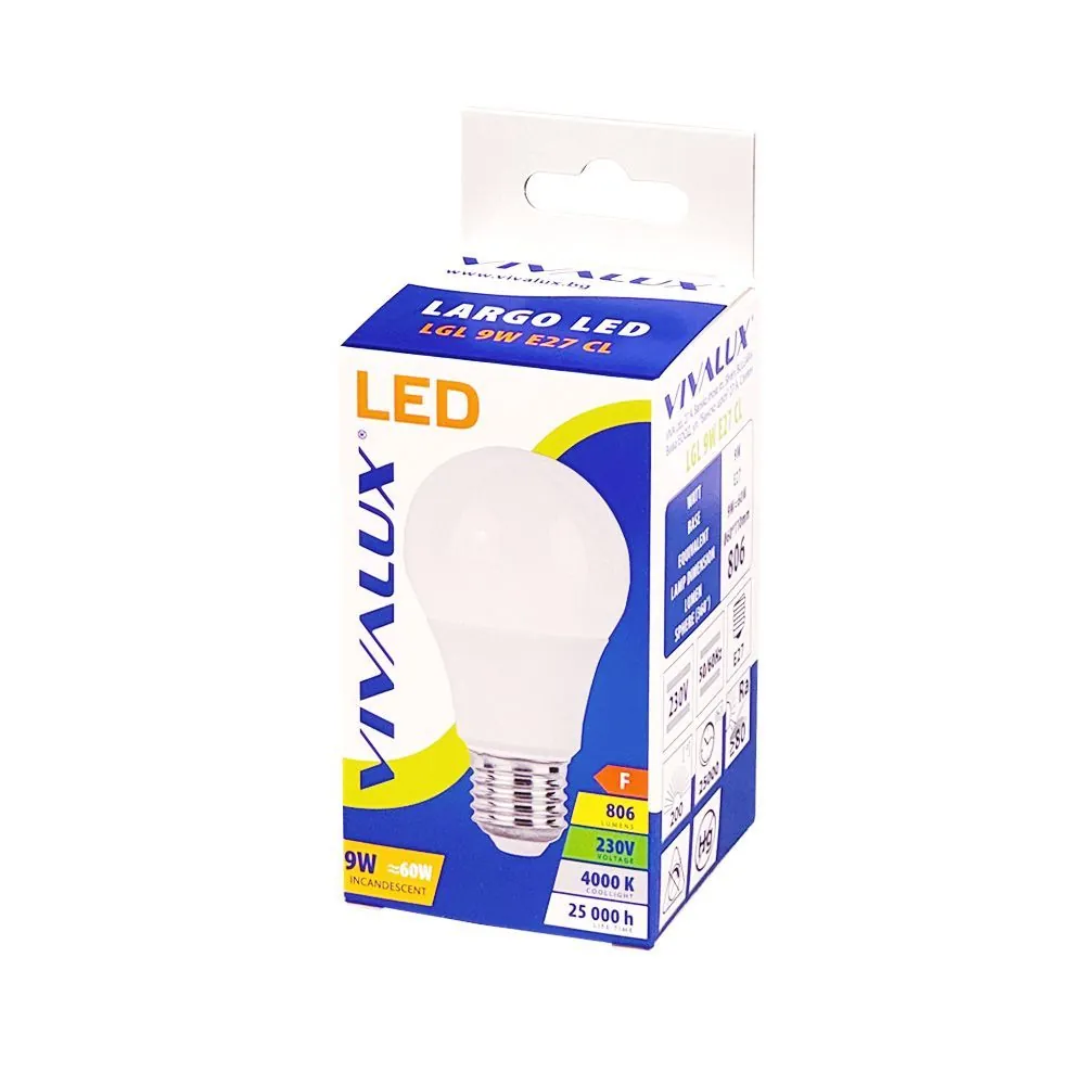 VivaluxVIV004294LED лампа LARGO LED 9W 806lm E27 4000K