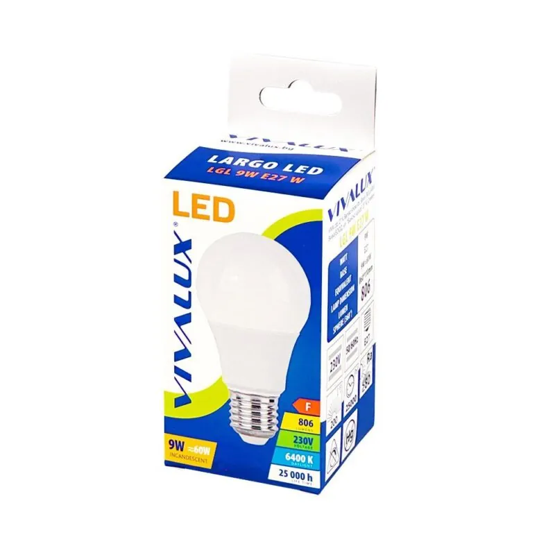 VivaluxVIV005127LED лампа LARGO LED 9W 806lm E27 6400K