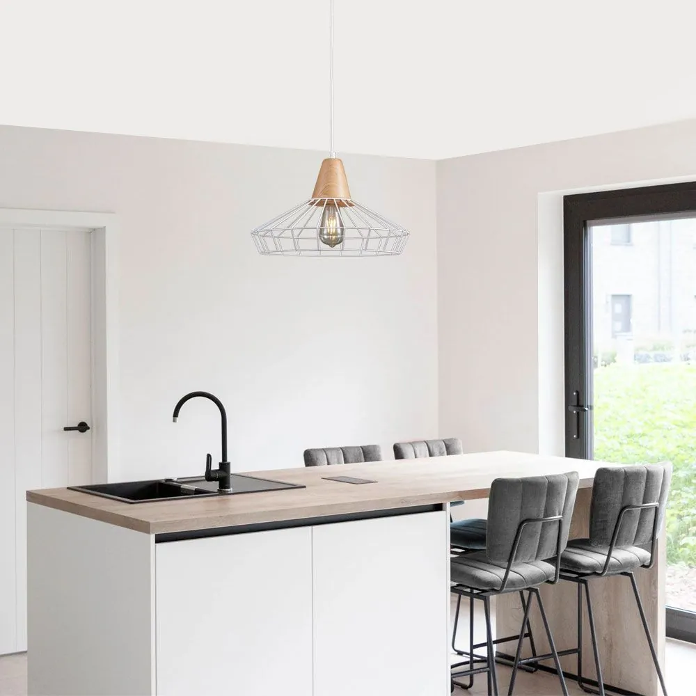 Vivalux VIV005099 Полилей AVA SSP799 1xE27 метал с дърво бял