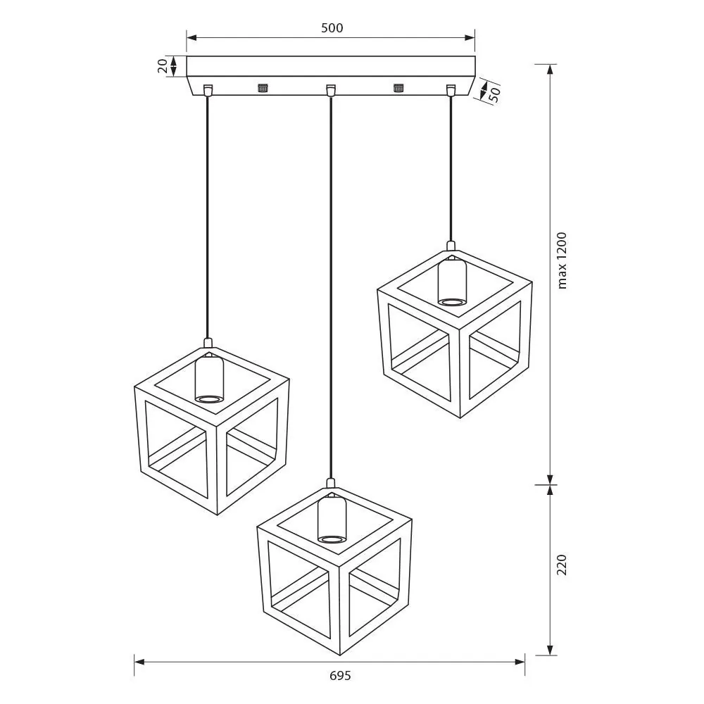 VivaluxVIV005015Полилей MARTE SSP766 3хЕ27 декоративна решетка черен