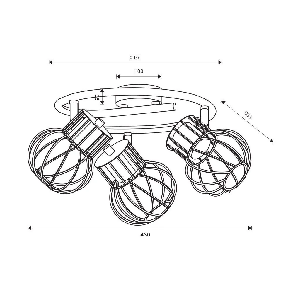 VivaluxVIV005032Спираловиден спот MAYA SP779 3xE14 черен