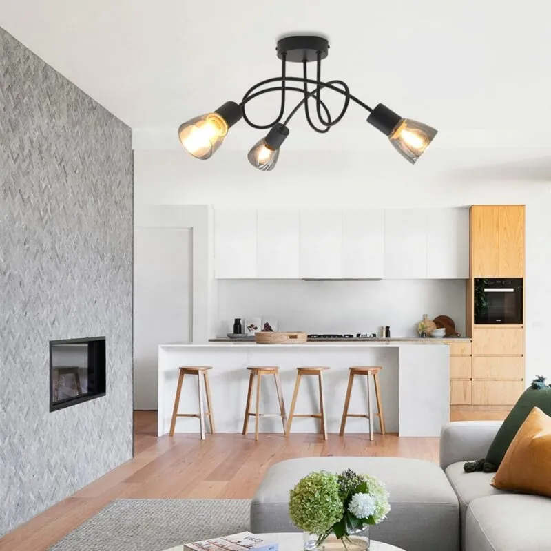 VivaluxVIV005051Плафон DANTE CL789 3xE14 опушени стъкла черен