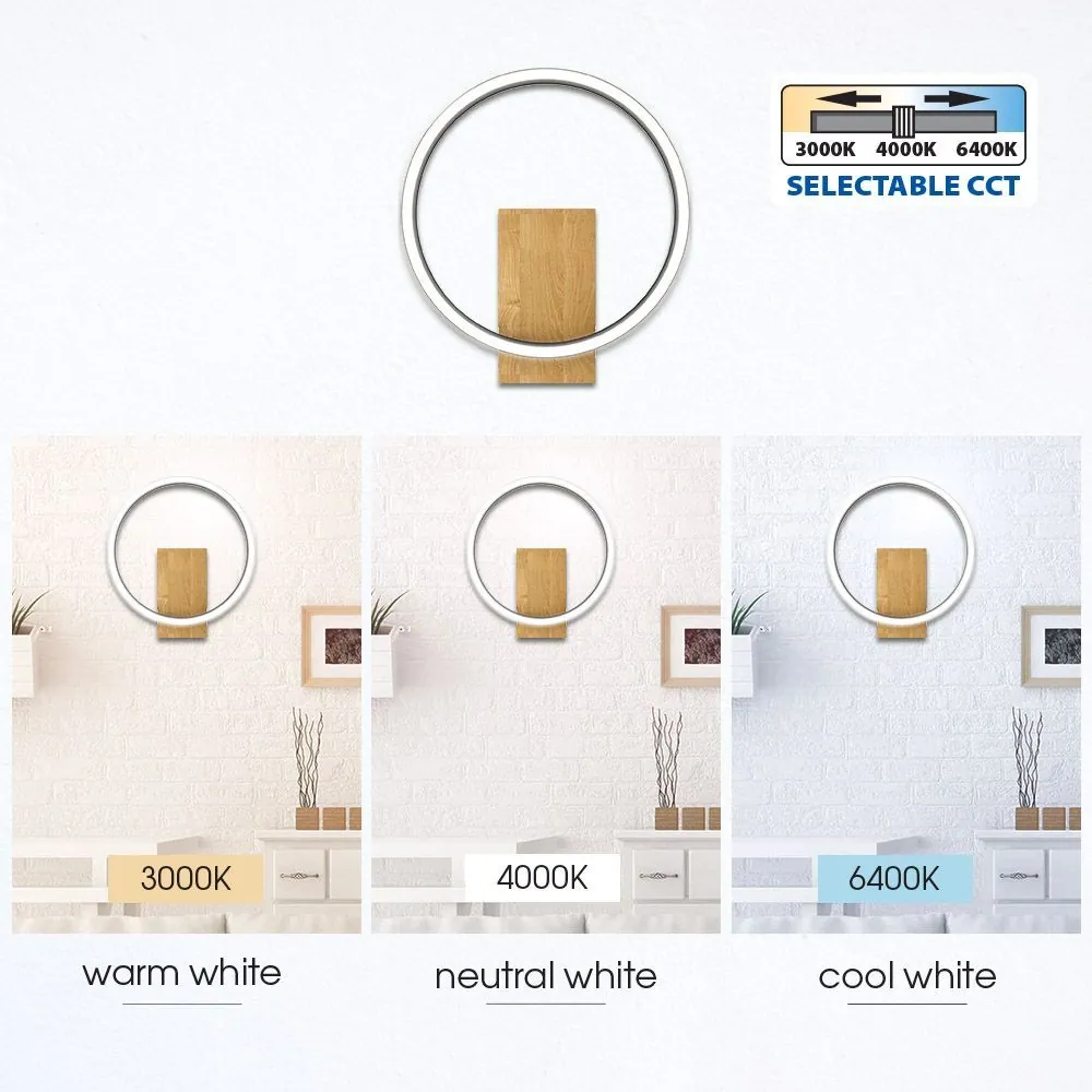 VivaluxVIV005157LED аплик MATTEO LED 12W черно+дърво CCT 3000-4000-6400K