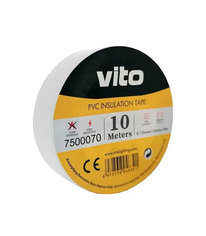 insulation-tape-with-adhesive-10m-white-fire-retardant-7500070-vito.jpg Vito 7500070 ИЗОЛИРБАНД 10m БЯЛ ЦВЯТ НЕ ПОДДЪРЖА ГОРЕНЕТО