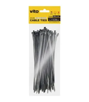 Vito 7100260 КАБЕЛНИ ПРЕВРЪЗКИ 2.5X200MM ЧЕРЕН 100БР В ПАКЕТ