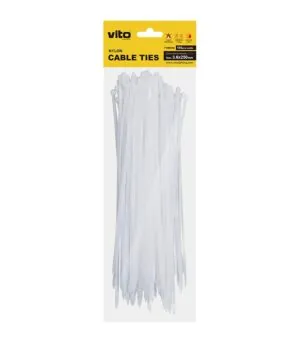 Vito 7100510 PLASTIC CABLE TIE 3.6X250 WHITE 100PCS