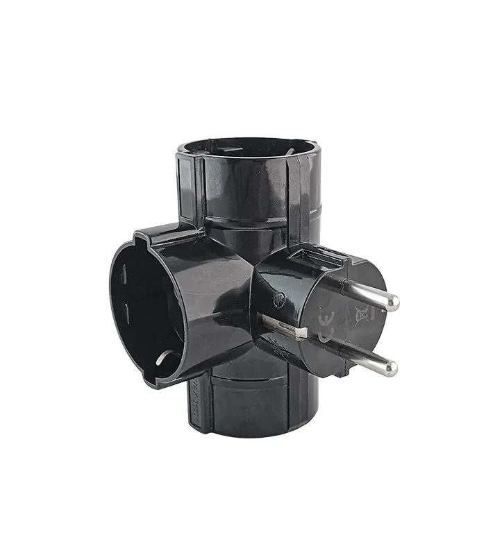 Vito 8002541 TRIPPLE SOCKET TRIPLO 16A 3680W BLACK EARTH-LINE SHUTTER