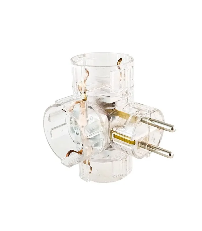 Vito 8002542 TRIPPLE SOCKET TRIPLO 16A 3680W TRANSPARENT EARTH-LINE SHUTTER