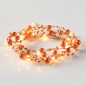 ACA Lighting X01201211 Кафяви мъниста – 20 LED гирлянд топла светлина медна тел батерии 2×AA IP20 2м + 10см 1.2W