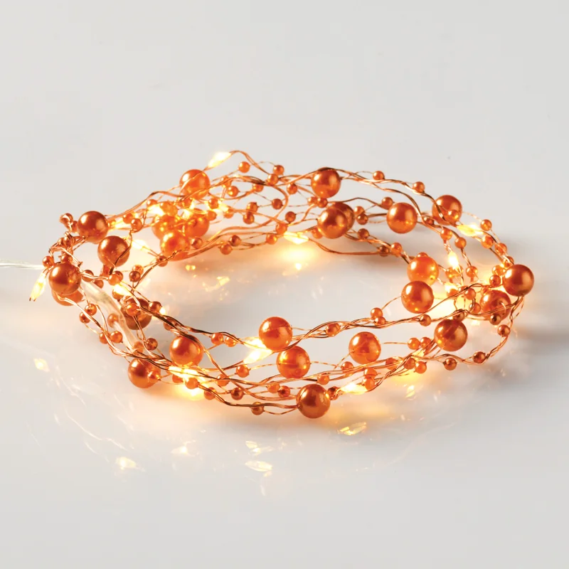 ACA Lighting X01201211 Кафяви мъниста – 20 LED гирлянд топла светлина медна тел батерии 2×AA IP20 2м + 10см 1.2W