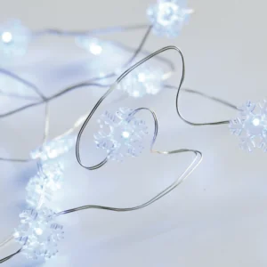 ACA Lighting X01202114 Мотив снежинка – 20 LED студена бяла светлина сребриста медна тел батерии 2×AA IP20 2м + 10см 1.2W