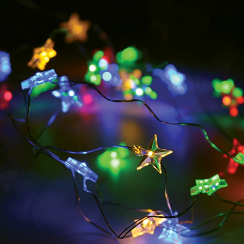 x01203112.png ACA Lighting X01203112 Звезда – 20 LED гирлянд RGBY сребриста медна тел батерии 2×AA IP20 2м + 10см 1.2W