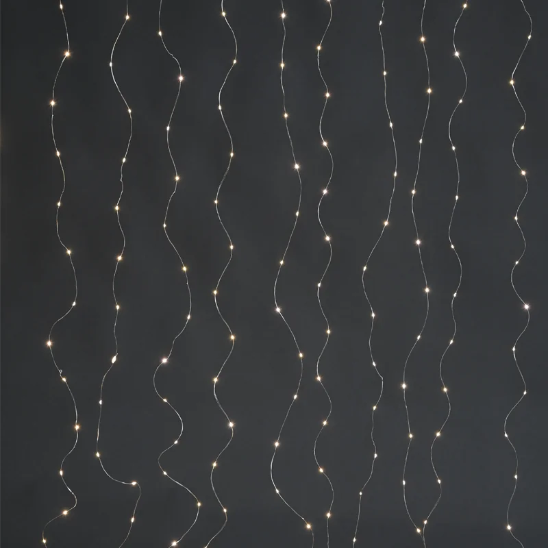 ACA Lighting X0140011712 400 LED светлинна завеса топла светлина сребриста медна тел USB + дистанционно 20 LED × 20 нишки 2×2м + 3м кабел