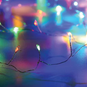 ACA Lighting X01503117 50 клъстер LED гирлянд RGBY сребриста медна тел батерии 3×AA IP20 2.5м + 30см 3W