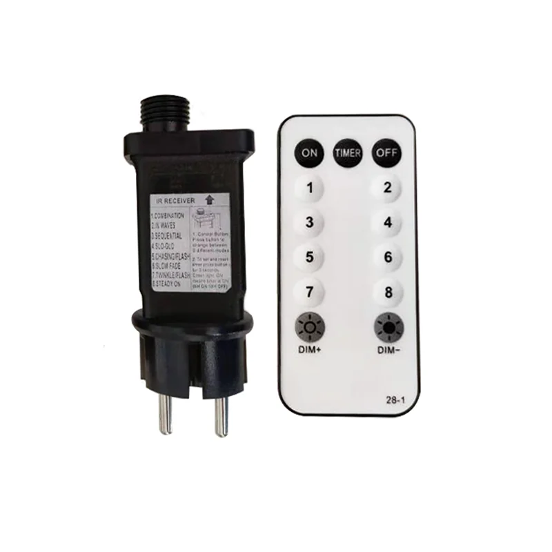 ACA Lighting X016V1200R Адаптер и IR дистанционно IP44 8 функции + димер + таймер + ON OFF 6V 1200mA за 200–400 LED медни гирлянди