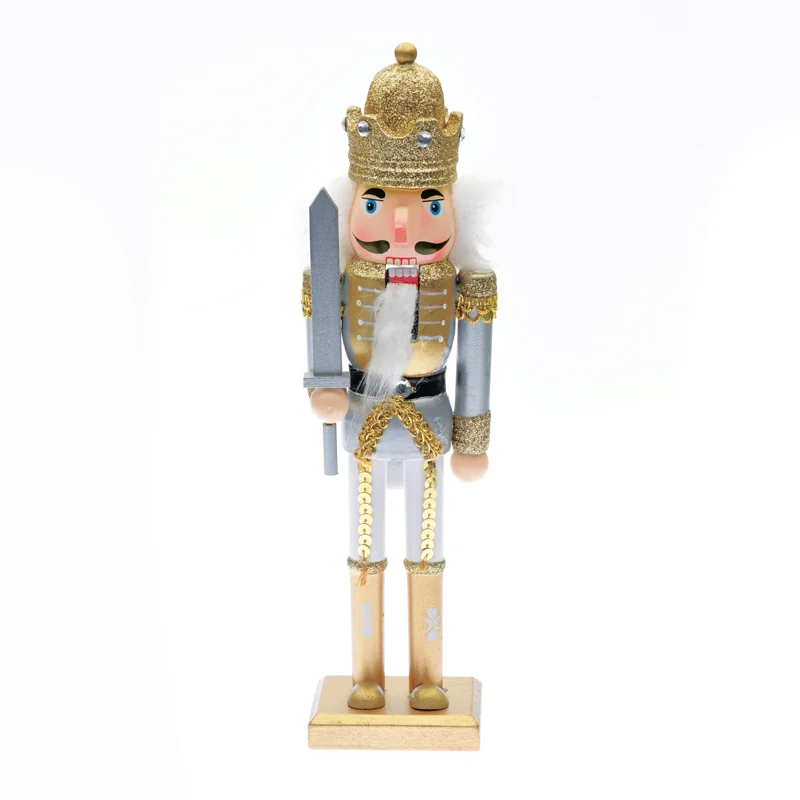 x023005.png ACA Lighting X023005 Дървен лешникотрошач крал бял и златен с меч H30см