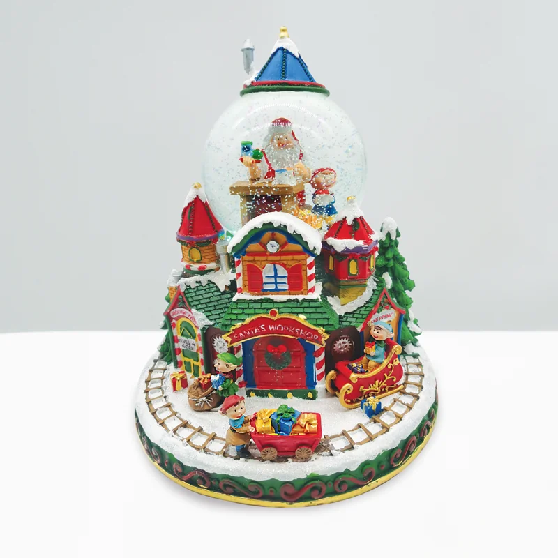 ACA Lighting X0319 LED RGB декор мултицветно селище + водна топка + музика 4.5V (адаптер)   3AA (бат.) 23×22×26.5см