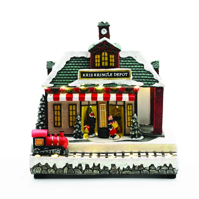 ACA Lighting X0347 LED мултицвет къща с влак движение музика адапт. 4.5V (не включен) бат. 3×AA (не включени) 25×13.5×24.5см