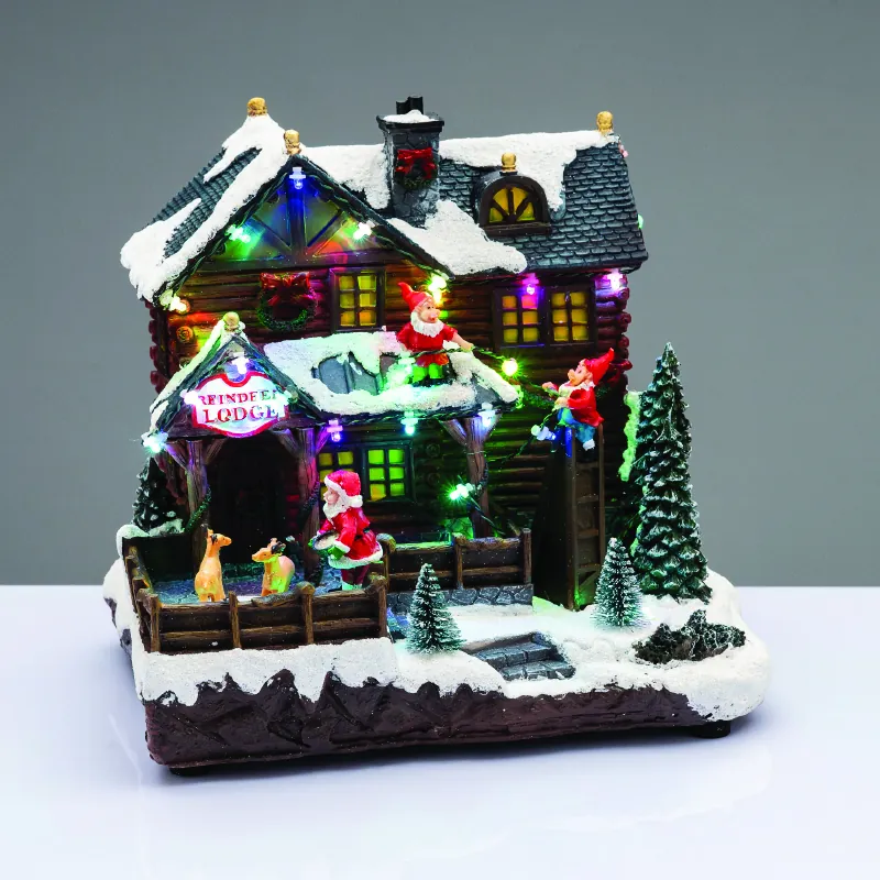 ACA Lighting X0356 LED мултицвет къща с животни въртящо движение музика адапт. 4.5V бат. 3×AA (не включени) 24.5×19.5×24.5см