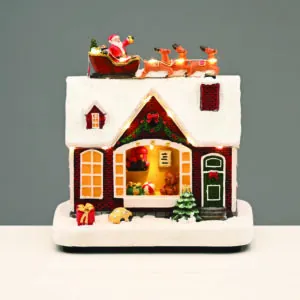 ACA Lighting X0357 LED топла светлина къща с влак и шейна музика адапт. 4.5V (не включен) бат. 3×AA (не включени) 18×11×18.5см