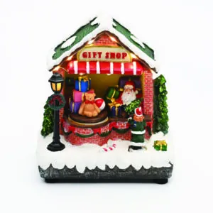 ACA Lighting X0361 LED топла светлина магазинче с музика адаптер 4.5V (не включен) бат. 3×AA (не включени) 16×10.5×17.5см